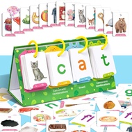 BTYB> Kids CVC Words Flashcards Phonics Flip Chart Word Builder Sight Words Activity Learning Tool S