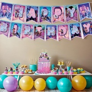 Kpop Demon Hunters Birthday Decorations For Girl Surprise Party Decoration Background Cloth Y0b2