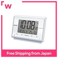 Seiko Clock Alarm Clock, Display Clock, Electric Wave Digital Calendar, Temperature, Humidity, White Pearl, 85 x 120 x 48mm BC419S