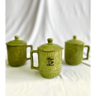 HIJAU Ready] - Papa & Mama Motif Unit Cup Green Ceramic/Unique Gift/Beautiful Hampers/Cute Glass/Bea