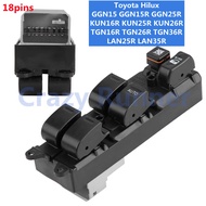 RHD 18 ปลั๊ก สวิทช์กระจกไฟฟ้า สวิทช์กระจกประตู สวิตช์ยกกระจกหน้าต่างรถ Toyota Hilux GGN15 GGN15R GGN