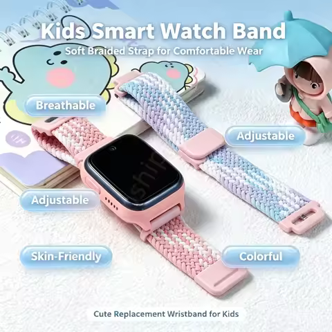 New Magnetic Elastic Nylon Braided Kids Smart Watch Band Adjustable Breathable Fit For Kids Xiaomi &