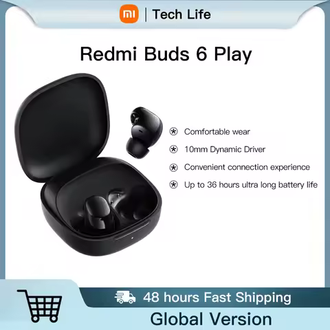 Xiaomi Redmi Buds 6 Play Earphone Global Version 10mm Dynamic Driver AI Noise Cancellation 36 Hours 