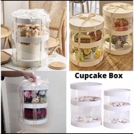 Cupcake Box (No Ribbon) Cake Box Muffin Box Transparent Box Double Layer Transparent Cake Box