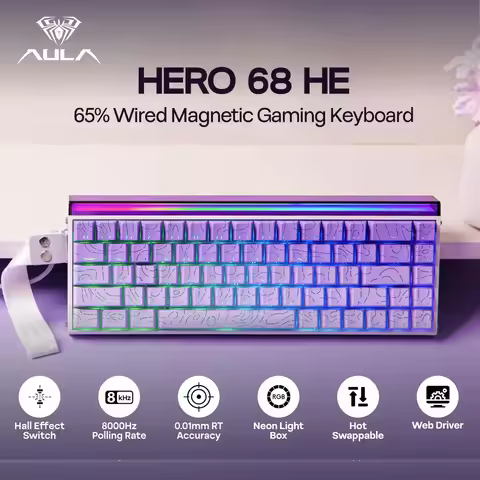 AULA HERO 68 HE Gaming Keyboard Wired 60% Magnetic Axis Adjustable Start Fast Trigger 8Khz Polling R