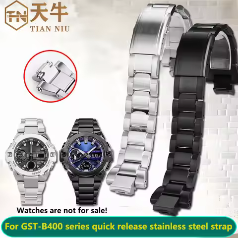 For Casio G-SHOCK series GST-B400/ADBD modified solid stainless steel metal Quick Release watchband 