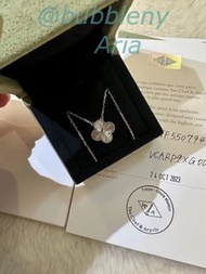 VCA Van Cleef & Arpels 梵克雅寶 四葉草白金鐳射項鏈百搭情侶款 女款項鏈