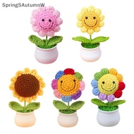 [SpringSAutumnW] 1 Piece Creative Artificial Flowers Cute Crochet SunFlower Pots Knitted Flower Grad