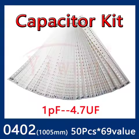 Capacitor kit 0402 1pF-4.7uF 69values*50PCS=3450pcs smd Capacity package Sample Kit 1nF 10nF 47nF 10