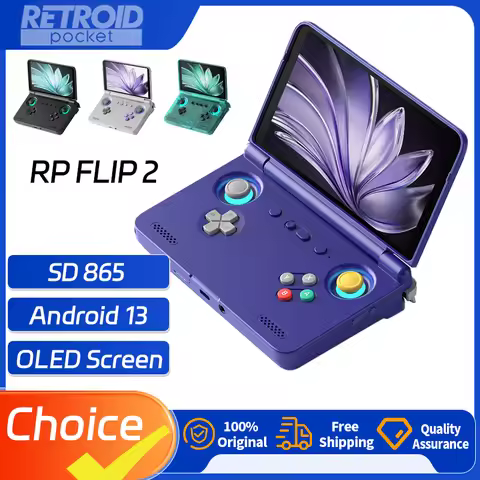 Retroid Pocket Flip2 SD865 1080p Folding Game Console AMOLED 500Nits 5.5" Screen 5000mAh Handheld Ga