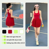 Livan LV25S04F404 Women's Tennis Skirt with Chest Pad, Convenient Seamless Lining, Comfortable Stret