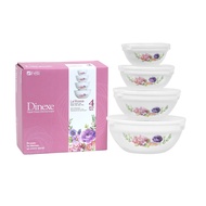 Felli Dinexe Opal Glass Bowl With Lid Set (4 Pcs) - La' Rossa