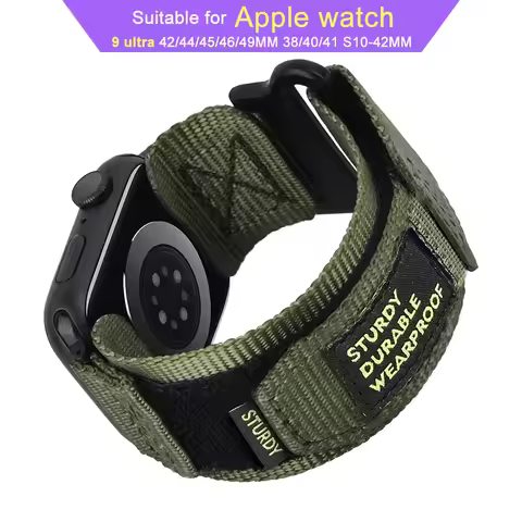 Compatible with Apple Watch 9 Ultra self-adhesive camouflage sports nylon woven loop strap