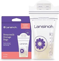 Lansinoh 50 Count Breastmilk Storage Bags, Clear, Resealable, Freezer Safe, BPA & BPS Free, Plastic