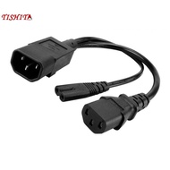 [tishita] Black IEC320-C14 TO C13+C7 Y-shaped AC Power Cord Extension 1-to-2 Server