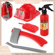Rilakku Kids Firefighter Costume Tool Costume Role Play Suit Fireman Dress Up Outfit Hat Fire Exting