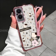 Case for OPPO reno 7z 8z 5g phone case cute cat flower anti fall four corner silicone TPU transparen