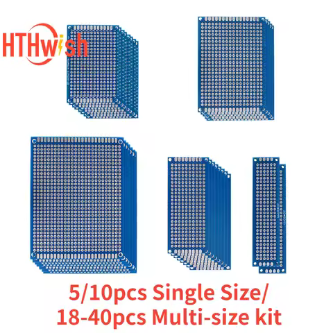 5-40PCS Double Sided PCB Board Breadboard 2x8 3x7 4x6 5x7 7x9cm Universal PCB Experiment Blue Protot