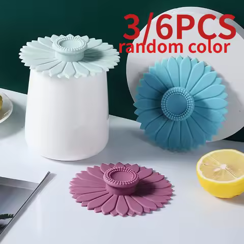 3/6PCS Sunflower Silicone Cup Cover, Multifunctional Dustproof, Suitable for Tea Cups, Coffee Cups, 