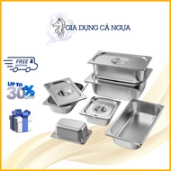 1/9 Stainless Steel Food Tray, Stainless Steel Topping Tray with Lid, Stainless Steel Ice Cream Tray