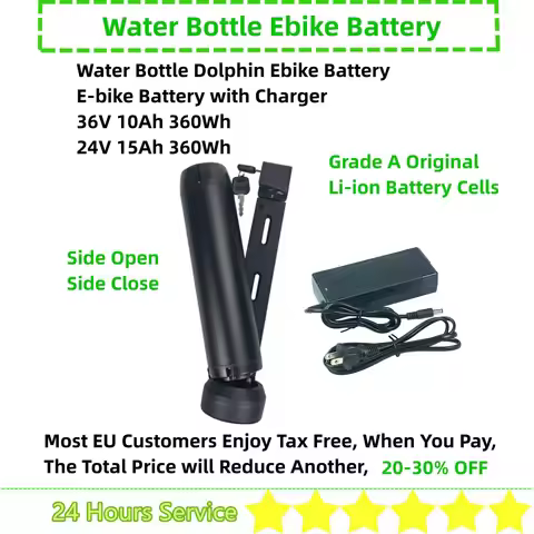 Mountain City Ebike Side Open Water Bottle Ebike Battery 36V 10Ah 24V 10Ah 15Ah Down Tube Dolphin Am