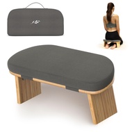 Meditation Chair w/ Extra Thick Cushion - Portable Bamboo Meditation Bench w/ Magnetic Locking Hinge