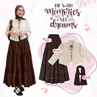 KATUN Shirt Korean Style 3in1Wanita Faraa Cotton Turkist Linen Blouse + Full Elastic Hyget Skirt + P