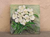 方形畫框原畫 / 一束野薑花 Daylily - 老媽的畫作系列