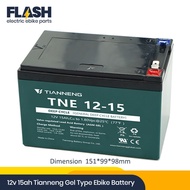 Ebike Battery 12v 15ah Tianneng Brand / Deep Cycle / AGM GEL battery /Maintenance Free/ Romai/ Nwow