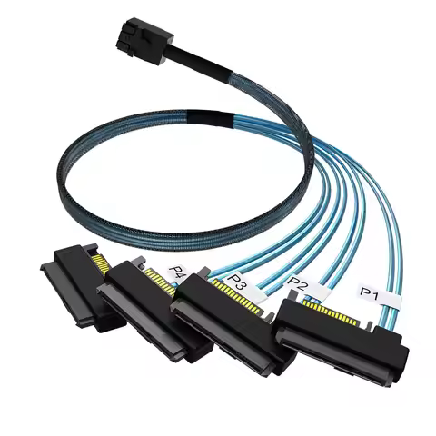 JoniSerl Mini-SAS to SAS-Cable: 1M SFF-8643 to SAS SFF-8643 to SFF-8482 Connector 4X SFF-8482 with S