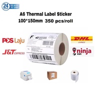 A6 Thermal Label Sticker 100*150mm 350pcs/roll