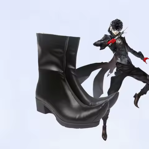 Anime Persona 5 Joker Cosplay Game P5 Rain Palace Lotus Cosplay Shoes Boots Black