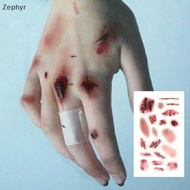 Zephyr 3D Fake Scar Tattoo Stiers Realistic Temporary 6 Sheets Waterproof Wound Props for Halloween 