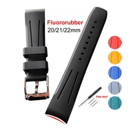 High Quality Fluororubber Watch Strap Curved End 20mm 21mm 22mm Watch Band Silicone Rubber Soft Strap for Rolex Universal Bracelet Wristband
