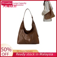 Large Capacity Vintage Underarm Bag Women’s Fashion PU Leather Handbag Casual All-Match Tote Bag PU 