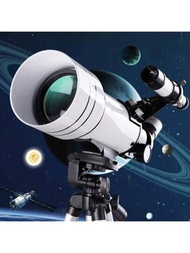F30070高清成像望遠鏡，可觀測星星和月球，70mm光圈折射式望遠鏡，15-150倍放大倍率和300mm焦距，適合天文學初學者的攜帶式望遠鏡
