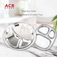 [READY STOCK] Stainless Steel Food Tray | Compartment Divided Roti Canai Plate | Pinggan Chapatti | 
