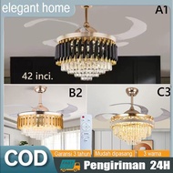 Lampu Kipas Angin Gantung Plafon 2IN1 42inch Tak Terlihat Remote Senyap Kipas Angin Plafon Dengan Ta