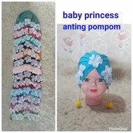 Princess Baby Turban Pompom Earrings / Baby girl turban / Girl's chip