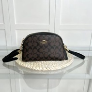 COACH蔻馳 奧萊款女士印花單肩斜挎包貝殼包CR3566手袋 斜孭袋 禮物 bag