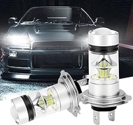 ZKFAR 2 PCS Car H7 LED Fog Lamp, 2828-20SMD High Lumen Chip Condenser Lens Low Beam, Plug and Play 360-degree Lighting Waterproof Bulb Replacement, Universal for Automobiles (White)