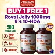 🚨⚡️ LIVESTREAM DEAL⚡️2 x Nutri Botanics Royal Jelly 1000mg 200's - 6% 10-HDA - Anti Aging Royal Jell
