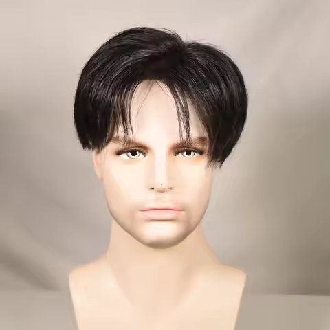Men’s Human Hair Toupee 3-Inch Natural Black | Silk Base with PU Perimeter Hair System| 18×20cm Clip