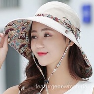 YQFoldable Hat Female Summer Korean Style Sun Hat Sun Protection Hat Cloth Cap Uv Protection Cover Face Big Brim Sun Hat