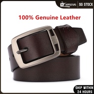 [SG SELLER] 100% Genuine Leather Vintage Style Pin Buckle Cow Genuine Leather Belts for Men Mens Bel