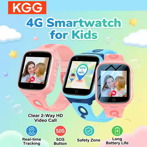 4G Kids Smart Watch with SOS Button, GPS/LBS/WiFi Location Tracking, Video Call, IP67 Waterproof, Ch