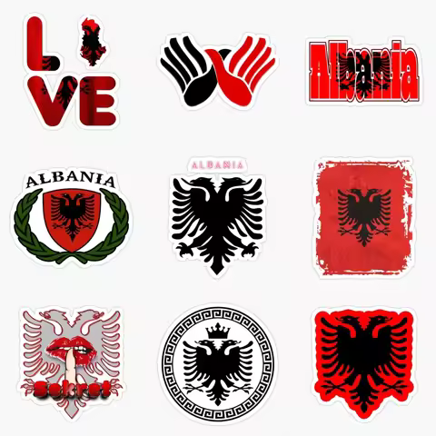AL Albania Flag Map National Emblem Eagle Creative Sticker for Decorate Car Van Bicycle Window Wall 