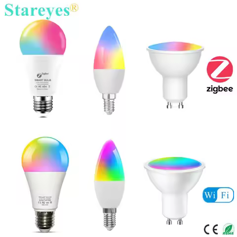 Tuya Smart WiFi Zigbee RGB CCT E27 9W LED Bulb E14 5W LED Candle light GU10 5W LED Spot light lamp A