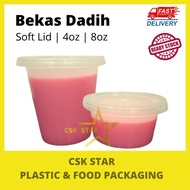 Bekas Dadih EC Soft Lid 4oz / EC 8oz / Round Plastic Container / Sauce Container / Kaya Container / 
