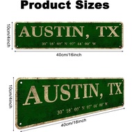 LINStore Austin, TX City Sign Rustic Vintage Metal Art Wall Decor Office/Home/Classroom 4” x 16” RMY